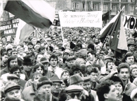 Na demonstraci za samosprávu Moravy, 1990
