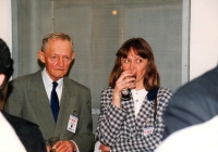 Eva Vorlíček with her father at the NATO / 1999 admission celebration