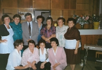 The family celebration with Aunt Anna from Zlín (in a white apron), with the father's sister neé Bocková. The witness had a family only from her father's side. The mother had only one sister, who had no children. Zlín, year 1996.
