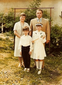 The first holy communion of witness´s daughter Markéta. Újezd 1980.
