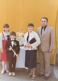 The first holy communion of witness´s son Oldřich. Újezd 1980.
