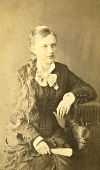Božena Nováková (1861-1905), neé Liemertová (a niece of Ivan Liemert), a grandmother of Vlastimil Krejčí; Josefov; not dated.

