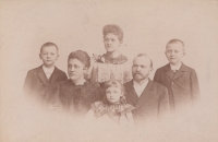 Anna Tillerová, a great-grandmother,  professor Karel Tiller (an Imperial councilor), a great-grandfather, their children Jaroslav, Karel, Zdena, Marie / 1894