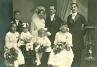 Josef Krejčí and Marie Nováková - a wedding of Vlastimil´s parents; Nymburk, July 14, 1919