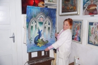 Dagmar Renertová s jednou ze svých tapisérií