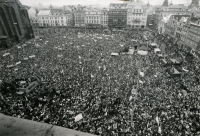 A square in Plzeň in the revolutionary year of 1989 

