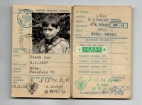Jan Sapák's membership card from Junák youth organisation