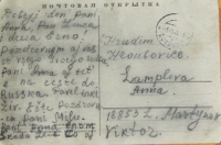 Last postcard that the Russian refugees sent to the Lampl family from Kyšperk. 