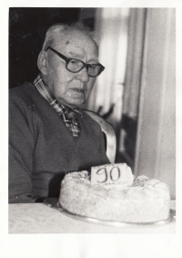 Father Josef Holeček in his nineties, 1980s