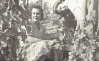Olga Špalková at a wine festival, 1947 