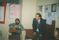 Košice VPN (Public Against Violence) branch. Witness (right), Daniel Pastirčák (playing the guitar).