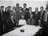 Ladislav Císař at the meeting of graduates of the Jihlava Mechanical Engineering Institute - fourth from the left standing.
