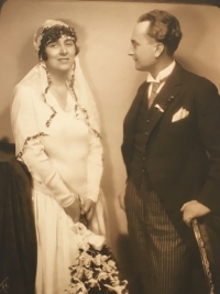Wedding photo of the parents, Ludmila and Miloš Hořejš