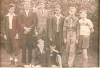 Kurt Kempe am Treffen der postelberger Landsleute in Lichtenfels (ganz links), 1947 