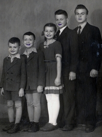 Marie and her brothers. 1956