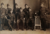 His father-in-law Mr Roh (first on the right in the second row), Stefanie Rohová's father during the First World War, Oršava