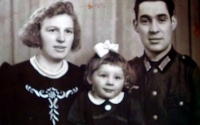 With her parents in 1941, her father in Wehrmacht uniform; shortly after that he left for the Eastern front where he was killed 
