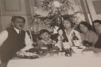 Christmas of 1939 with parents and sister - a happy family