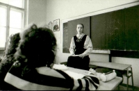 Jana Dvorská in class of the Gymnasium in Teplice, around the year 1990