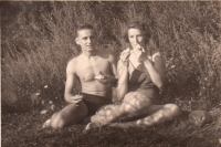 With his wife in Ledeč before the wedding; about 1954 