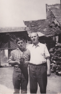 Radomil Lhotka aged fifteen and his father Karel