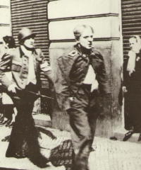 Prague Uprising, 1945, photograph by Jiří Janovský, witness' brother, from the book Victory in Europe, World War II, published in the USA in 1982.