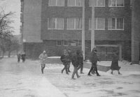 Representatives of Jihlava Civic Forum on their way to a District Committee of the Communist Party's meeting, where they presented their demands