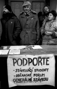 In front of the Pardubice Theatre - the general strike on 27 November 1989 