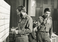 With Blaho Uhlár during compulsory military service (1977) - Daniel on the left