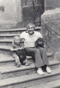 With his son in 1960s
