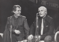 With Miloš Zeman in the Semafor theatre in 1997