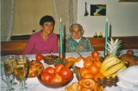 At Christmas table with mum