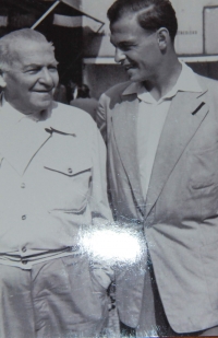 Pavel Taussig with his father in Prague, 1956