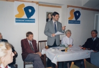 Setkání Svobodných demokratů, zleva Michal Hron, Mahulena Čejková, Jiří Dienstbier, 1995