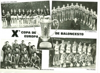 Four best teams in the FIBA European Cup Winners' Cup in 1966 - 1976. Slavia bottom left, Jiří Zídek, second from the left in topmost row.