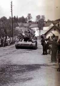 Welcoming the liberators in Luka nad Jihlavou in May 1945