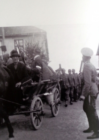 Captive German soldiers passing through the town of Luka nad Jihlavou (May 1945)