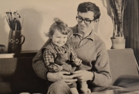 With his older daughter, 1969