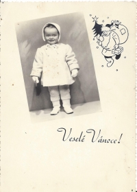 Květa Hamplová in a Christmas greetings card from 1939 