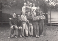 A camp in Ledeč nad Sázavou about 1967, Vlasta is the second one from the top right, her husband is the third from the bottom right