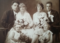 As a bridesmaid; Marie Dubská in the first row on the left 