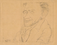 Václav Sivko - drypoint, portrait of Jos. Sudek