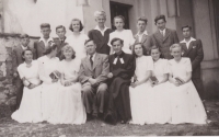 Věra Rolečková, top row, fourth from the right; photo taken in Opatovice u Zbýšova (1951)