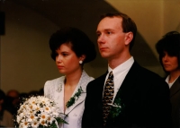 A wedding with his second wife Lucie, 1996