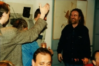 Libor Kudláček at some event with Jaroslav Hutka, 1997