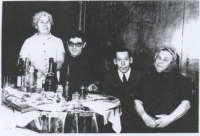 Cesare visiting Magda's parents, Stropkov, Christmas 1971/2. From the left: her mom, Cesare, her dad, her aunt
