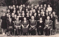 A graduation photo, 1946, Františka Růžičková in the first row, second from the right 