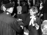 Graduation ceremony of Anna Hogenová at the Faculty of Arts of the Charles University. End of the 1960's