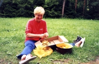Anna Hogenová at her summer cottage. 2000