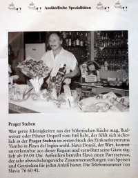 Leták propagující restauraci Prager Stube, 80. léta 20. století